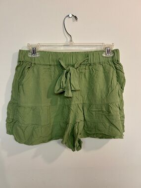 SO Olive Green High-Waist Tie-Front Women's Shorts